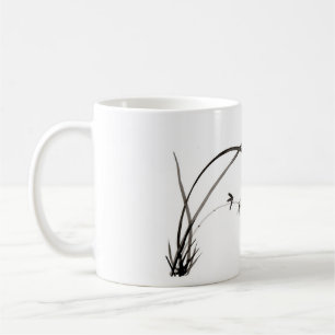 Keramikbecher mit japanischem Sumi-e-Orchideendesi Kaffeetasse