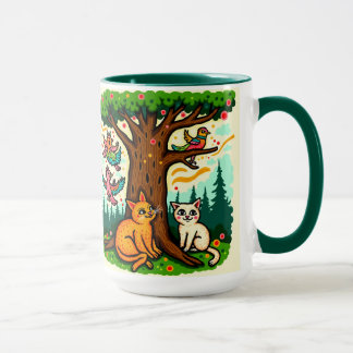 Keramikbecher mit Naturinspiration: Baum und Tiere Tasse