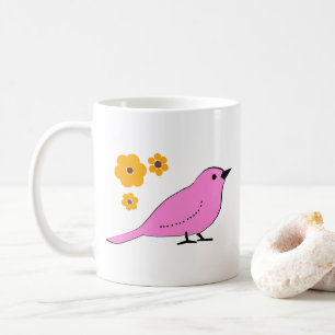 Keramikbecher mit rosa Vogelmuster Kaffeetasse