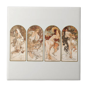 KERAMIKFLIESE: ALPHONS MARIA MUCHA: DIE JAHRESZEIT FLIESE