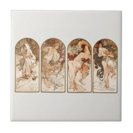 KERAMIKFLIESE: ALPHONS MARIA MUCHA : DIE SAISONEN FLIESE