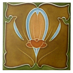 Keramikfliese - Antike Blumenkunst im Jugendstil