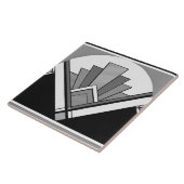 Keramikfliese - Art Deco Fächerdesign B/G/W (Seite)