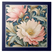 Keramikfliese - Art Nouveau Rosa Floral 