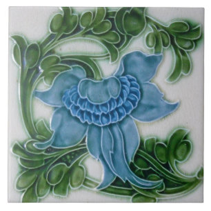 Keramikfliese - Art Nouveau Vintage aussehende Blu