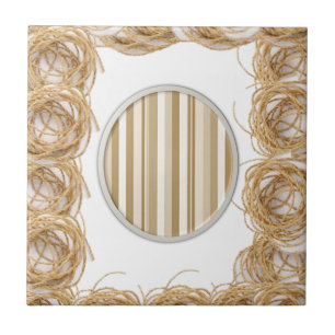 Keramikfliese Beige Seil Streifen