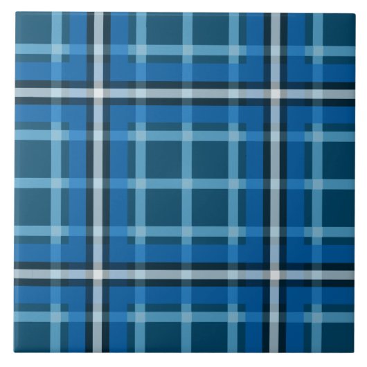 Keramikfliese Blau Tartan Karo Karomuster (Vorderseite)
