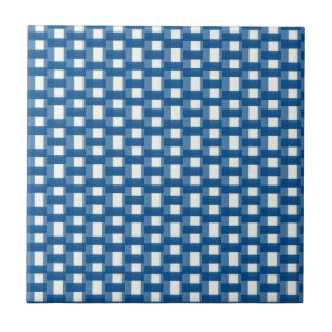 Keramikfliese Blau & Weiß gestreift Quadrat