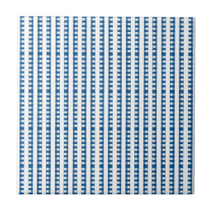 Keramikfliese Blau & Weiß gestreift Quadrat