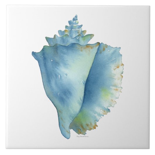 Keramikfliese - Blaue Conch Meeresmuschel (Vorderseite)