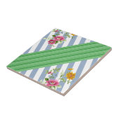 Keramikfliese Blaue Streifen-Blume (Seite)