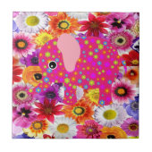 Keramikfliese Blumen-Elefant (Vorderseite)