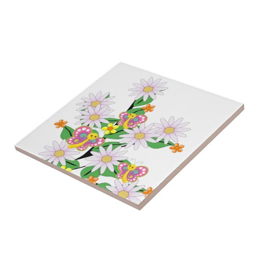 Keramikfliese Blumen, Schmetterling (Seite)