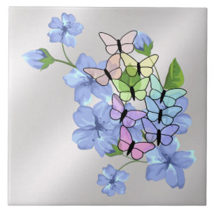 Keramikfliese Blumen & Schmetterlinge