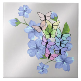 Keramikfliese Blumen & Schmetterlinge
