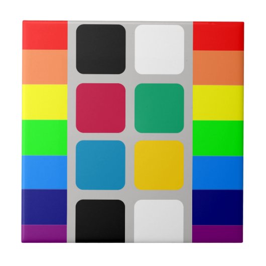 Keramikfliese Bunte Farben Quadratisch (Vorderseite)