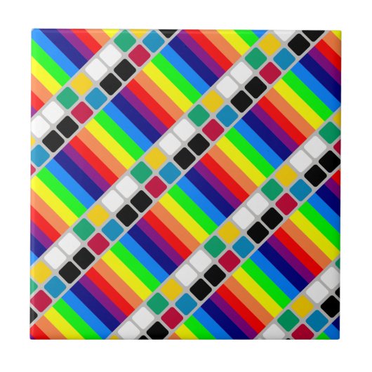 Keramikfliese Bunte Farben Streifen (Vorderseite)