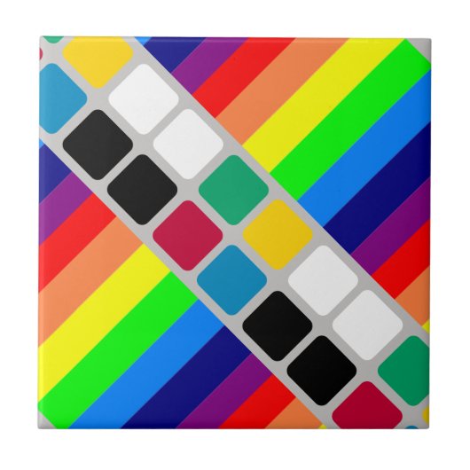 Keramikfliese Bunte Farben Streifen (Vorderseite)