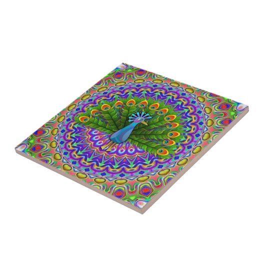 Keramikfliese Bunter Pfau (Seite)