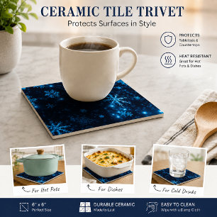 Keramikfliese Deep Blue & Bright Snowflakes
