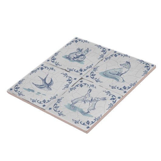 Keramikfliese Delft Untersetzer Waldtiere (Seite)