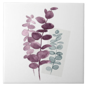 Keramikfliese-Eukalyptus-Aquarellfarben Indigo/Grü Fliese