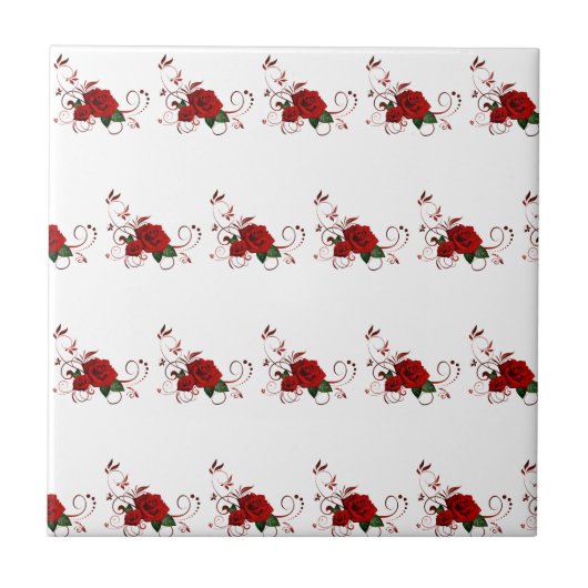 Keramikfliese Florale rote Rose (Vorderseite)
