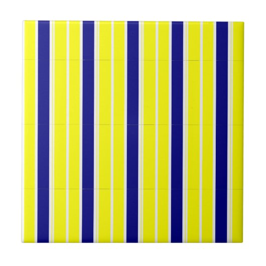 Keramikfliese Gelb & Blau Weiß gestreift (Vorderseite)