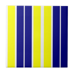 Keramikfliese Gelb & Blau Weiß gestreift