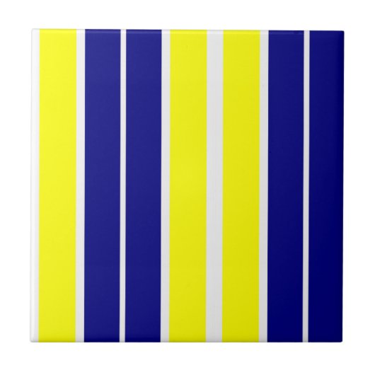 Keramikfliese Gelb & Blau Weiß gestreift (Vorderseite)