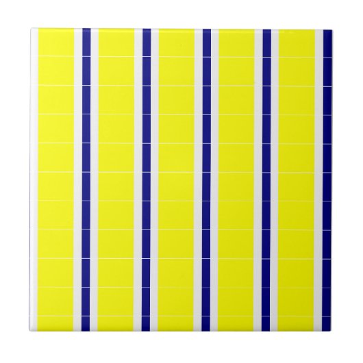 Keramikfliese Gelb & Blau Weiß gestreift (Vorderseite)