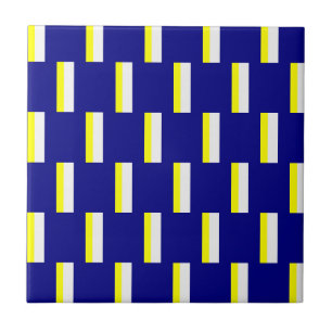 Keramikfliese Gelb & Blau Weiß gestreift