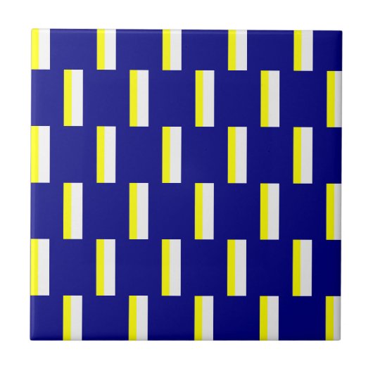 Keramikfliese Gelb & Blau Weiß gestreift (Vorderseite)