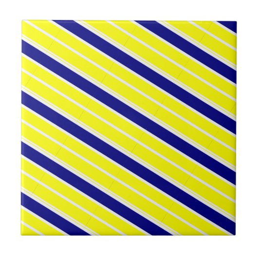 Keramikfliese Gelb & Blau Weiß gestreift (Vorderseite)