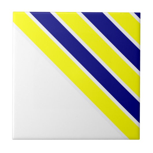 Keramikfliese Gelb & Blau Weiß gestreift Quadratis (Vorderseite)