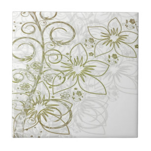 Keramikfliese Gold Blumen Blumen 