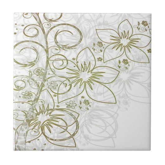 Keramikfliese Gold Blumen Blumen  (Vorderseite)