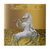 Keramikfliese Goldweißes Pferd (Vorderseite)