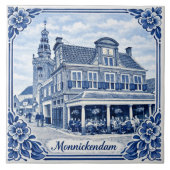 Keramikfliese im Delft-Blau-Stil aus Monnickendam (Vorderseite)