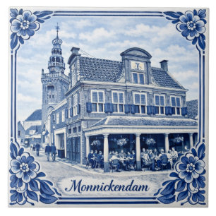 Keramikfliese im Delft-Blau-Stil aus Monnickendam