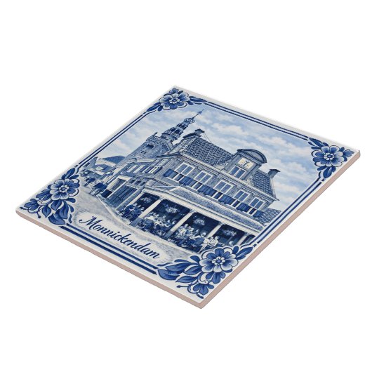 Keramikfliese im Delft-Blau-Stil aus Monnickendam (Seite)