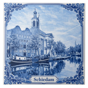 Keramikfliese im Schiedam Delft Blue Stil