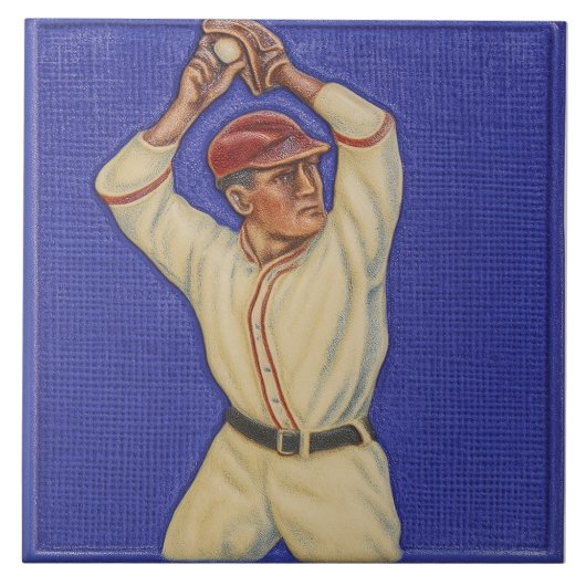 Keramikfliese im Vintage-Baseball-Design (Vorderseite)