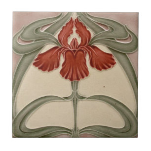 Keramikfliese - Iris Art Nouveau Floral Orange