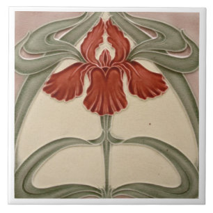 Keramikfliese - Iris Art Nouveau floral orange