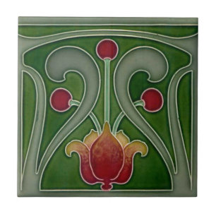Keramikfliese - Jugendstil-Kamin oder Wandfliese