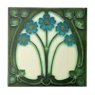 Keramikfliese - Jugendstil Vergissmeinnicht