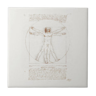 KERAMIKFLIESE: LEONARDO DA VINCI: VITRUVIAN MAN FLIESE