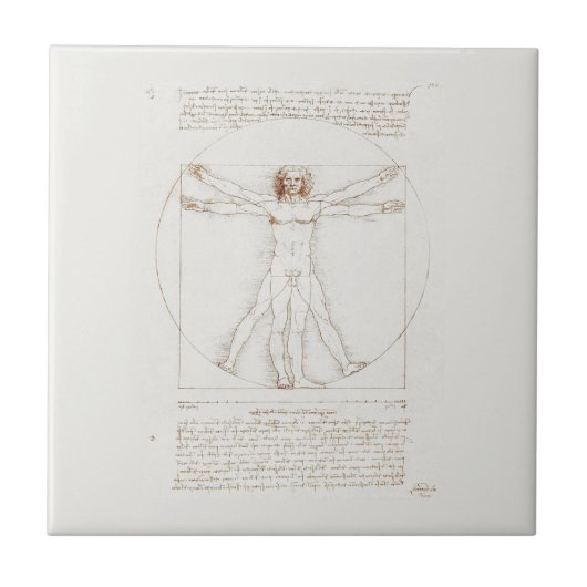 KERAMIKFLIESE: LEONARDO DA VINCI: VITRUVIAN MAN FLIESE (Vorderseite)