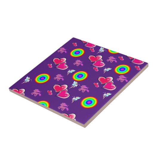 Keramikfliese Lila Rosa Herzen (Seite)